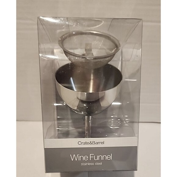 CRATE And BARREL Wine Decanting Funnel Aerating Stainless Steel With Strainer cb - Picture 1 of 3